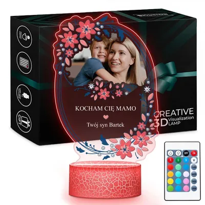 Image de Murrano Lampe de Chevet LED 3D Personnalisée Cadeau Maman