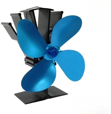 Image de Ventilateur de poêle à 4 pales, silencieux, àthermique - bleu