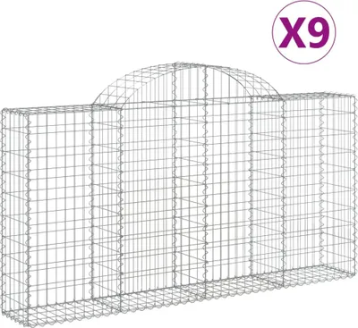 Produktbild von vidaXL Gabionen mit Hochbogen 9 Stk. 200x30x100/120cm Verzinktes Eisen