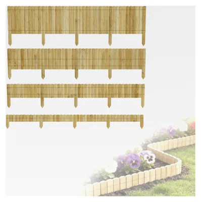 Produktbild von Flexibele Beeteinfassung aus Holz, 20 × 200 cm, unbehandelt, Rollborder für Rasenkanten, dekorativer Gartenzaun