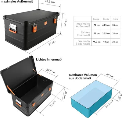 Produktbild von ALUBOX Aluminiumkiste Transportbox 92 Liter - schwarz - Premium Black - 92 Liter