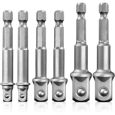 Immagine prodotto di Set di adattatori per bussole a esagono, 3 pezzi, 1/4", 3/8", 1/2", in acciaio Cr-V, per trapano