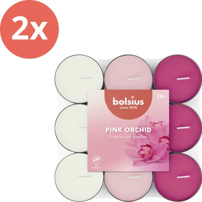 Produktbild von Bolsius - Duftteelicht - 18 Stück pro Packung - Orchideenduft - Vorteilspack - 36 Stücke - 2 Verpackung