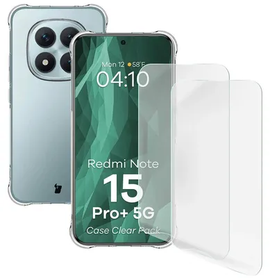 Produktbild von Handyhülle + 2x Folie für Xiaomi Redmi Note 15 Pro Plus 5G, Bizon Case Clear Pack, Transparent