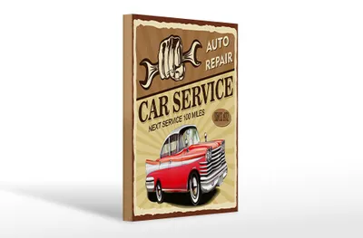Produktbild von Holzschild Retro 20x30cm Car Service Auto repair 1972