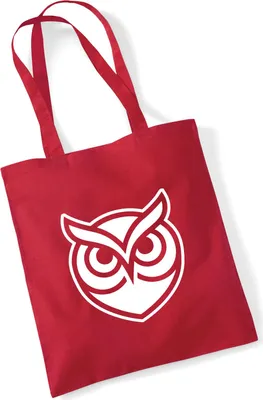 Produktbild von Huuraa Jutebeutel Eule Silhouette 10 Liter Classic Red Baumwolle Tasche Geschenkidee