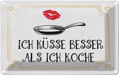Produktbild von vianmo Blechschild 20x30 cm Ich küsse besser als koche Spruch Zitat