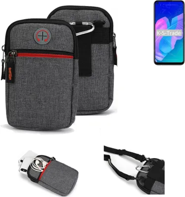 Produktbild von K-S-Trade Holster Gürteltasche kompatibel mit Huawei Y7p Handy Tasche Schutz Hülle grau Zusatzfächer 1x