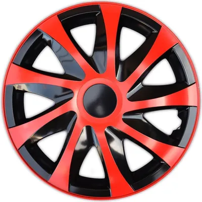 Obrázok produktu pre Krytky nábojov NRM DRACO, červené/čierne 15" palcov. (4 x univerzálne lišty na kolesá)