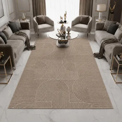 Produktbild von Teppich Beige Muster pflegeleicht modern Größe - 200 x 290 cm