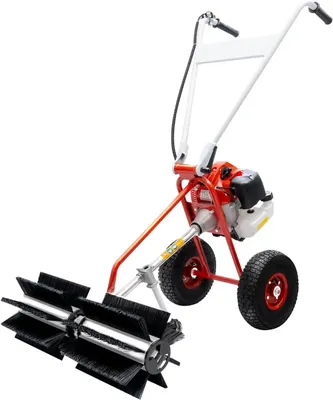 Produktbild von Gartenkehrmaschine - Benzin Kehrbesen - 43 cm³, 1,7 PS, Nylonbürste, Verstellbare Geschwindigkeit, Rutschfeste Räder - Rot