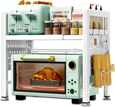 Produktbild von Mikrowellenhalter 40-65 cm, 2 Ebenen, für Küche, weiß