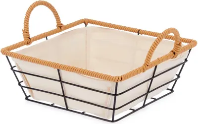Produktbild von KINVARA | Aufbewahrungsbox - Drahtkorb - 22 x 26 x 12 cm - Rechteck - Korb - mit  Stoffeinlage