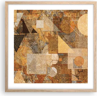Produktbild von Gerahmtes Poster - Rahmen in heller Eiche - Abstraktion Figuren Geometrisch - 50x50 cm - Wand Bild - Wanddeko - Wandbilder - Kunstposter - Wandposter - Bilderrahmen - Bilder - P2NAC50x50-4387