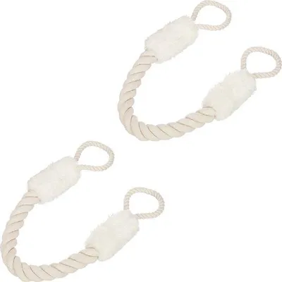 Produktbild von Famanu Türstopper aus Baumwolle - Set von 2 - 60 cm - Beige-Weiß