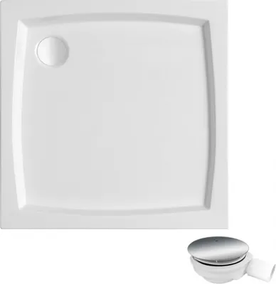 Zdjęcie produktu dla Brodzik akrylowy kwadratowy PATIO 90x90 cm, biały + syfon gratis, Polimat
