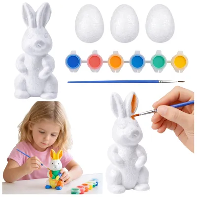 Immagine prodotto di Set di Pasqua Uova di polistirolo 3 pezzi di colori per figurine di coniglietto