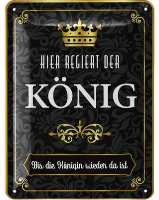 Produktbild von LANOLU retro Blechschilder Sprüche lustig, Hier regiert der König, witziges Geschenk für Mann, Geburtstagsgeschenk, Vatertagsgeschenk 15x20