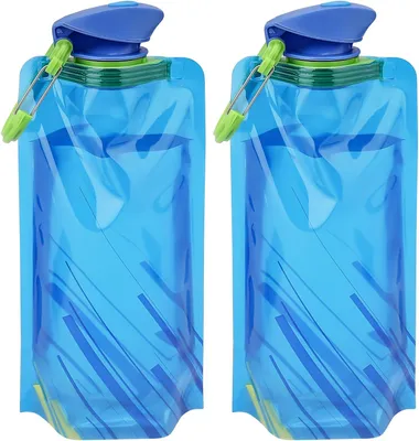 Imagen del producto de Botella de agua plegable, libre de BPA, de 700 ml, con clip, ideal para senderismo