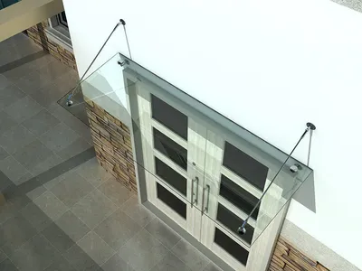 Produktbild von BuyLando (Stb) 130x90 cm Klarglas Glasvordach inkl. Edelstahlhalter gebürstet