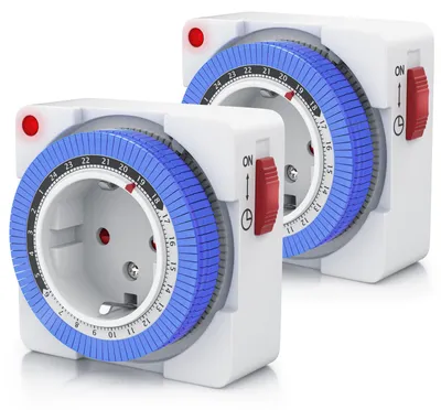 Produktbild von OKWISH Zeitschaltuhren, 2er Set Zeitschaltsteckdose, Timer Steckdose, elektronischer Ein-/Ausschalter, energiesparend, Haushaltsgeräte, automatische Steuerung, einfach zu bedienen