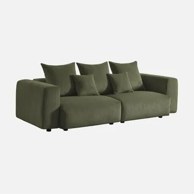 Produktbild von sweeek - 3-Sitzer-Sofa mit Breitcord-Bezug - Khaki