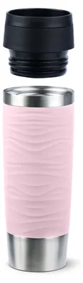 Produktbild von EMSA Travel Mug Waves Grande, Pink, Edelstahl, Silikon, Edelstahl, Polypropylen (PP), 500 ml, 8,3 cm, 240 mm