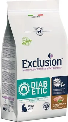 Produktbild von Exclusion Diabetic Cat Schwein, Hirse & Erbse 1,5 kg Katzentrockenfutter