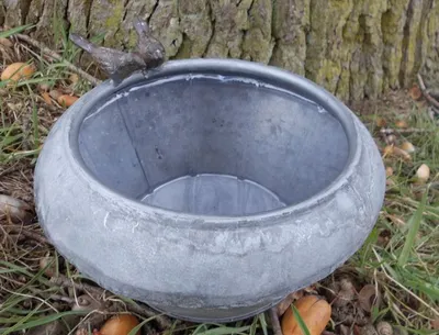 Produktbild von Runde Zinkschale Pflanzschale Zinkbottich Blumentopf Vogeltränke D 20 cm