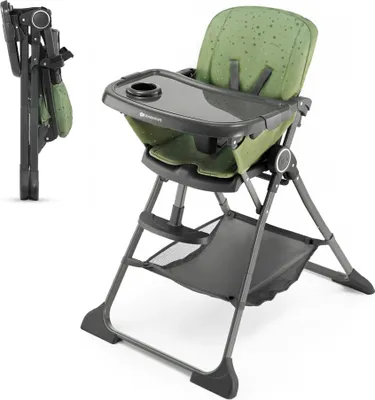 Image de Kinderkraft FOLDEE - chaise haute pliable - réglable - 3 positions de dossier - design compact - à partir de 6 mois - vert