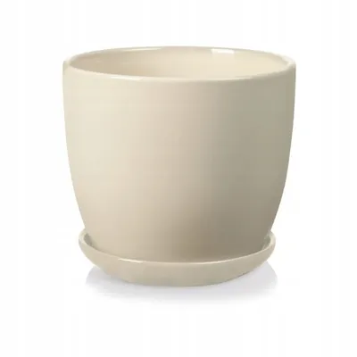 Zdjęcie produktu dla Ceramiczna doniczka ze spodkiem 13 cm w kolorze kremowym