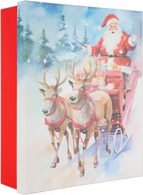 Produktbild von 6x Geschenkbox Weihnachten Santa auf Schlitten mehrfarbig 36,2x11x29,5cm Geschenkverpackung