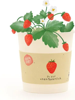 Produktbild von Du bist unentbeerlich Becher - Anzuchtset mit Erdbeer-Saatgut