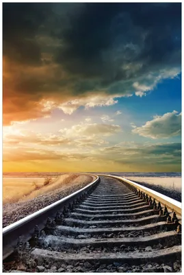 Produktbild von Wallario Wandbild aus Acryl, 90 x 60 cm, freischwebende Optik - Bahnschienen ins Ungewisse