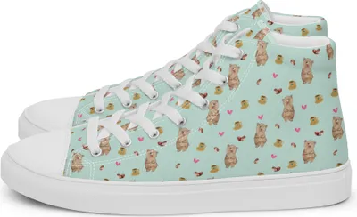 Produktbild von Mr. & Mrs. Panda Damen Sneaker Bär Kaffee Größe 40 - Türkis - Geschenk, Kaffeebohne, Muster, Herz, Sportschuhe, Stoffsneaker, Schuhe