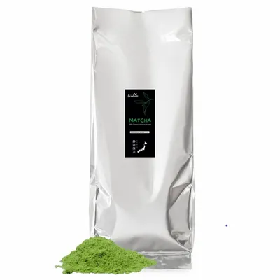 Produktbild von Ceremonial Grade Matcha – Reines handgemahlenes Matcha Pulver aus Japan – Original Japanischer Grüntee aus Erster Ernte 1 KG Beutel Traditionell
