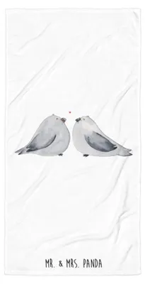Produktbild von Mr. & Mrs. Panda Handtuch Turteltauben Liebe - Weiß - Geschenk, Freund, Reisehandtuch, Verheiratet, Freundin, Partner, Strandtuch, Hochzeitstag, Duschtuch, Badelaken