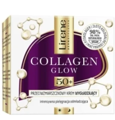 Zdjęcie produktu dla Lirene Collagen Glow Przeciwzmarszczkowy krem wygładzający dzień/noc 50+, 50 ml
