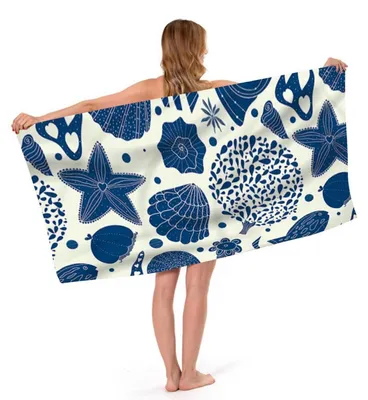 Obrázek produktu pro Plážový ručník z mikrovlákna, 75 x 150 cm, rychleschnoucí, modrý