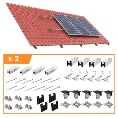 Produktbild von PV Montagesystem für Schrägdach Ziegeldach 4 Solarmodule 1-reihige Hochkant-Verlegung