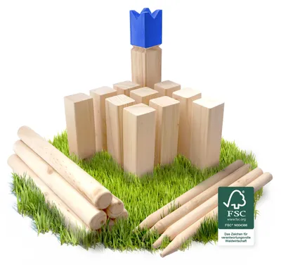 Produktbild von Ocean 5 Kubb 30 x 5,2 cm blaue Krone - Wurfspiel Wikingerspiel