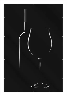 Produktbild von Wallario Wandbild Rotwein bei Nacht Schwarz-Weiß, Größe: 61 x 91,5 cm, Poster mit rahmenlosen Bildhalter