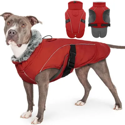 Produktbild von Hundemantel XXL Rot mit Bauchschutz und reflektierenden Streifen