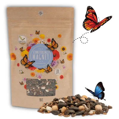 Produktbild von Schmetterlingswiese Samen für eine bunte Blumenwiese - Farbenfrohe & nektarreiche Wildblumensamen für Schmetterlinge 100g (Für min. 50m²)