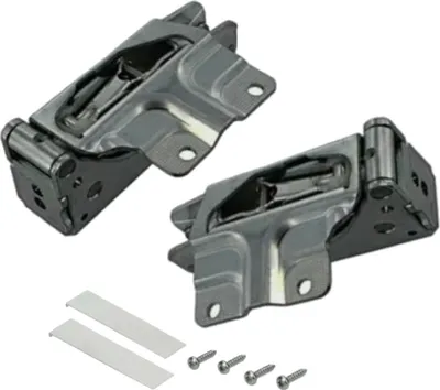 Two refrigerator hinges are shown against a white background.