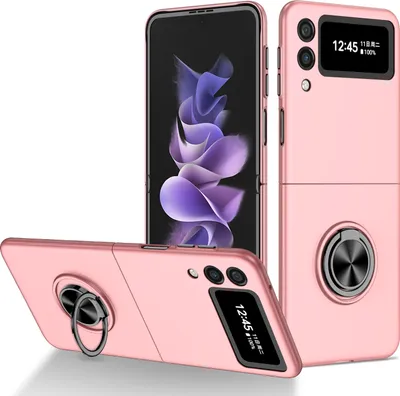 Produktbild von Samsung Z Flip3 Hülle, Dünn Hart PC Schutzhülle mit Ringhalter Ständer für Samsung Galaxy Z Flip 3 5G Pink
