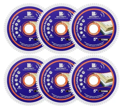 Immagine prodotto di Disco circolare in metallo duro da 125 mm, con foro da 22,23 mm, per il taglio di legno con chiodi, laminato, plastica, pannelli in fibra di vetro, tubi in gomma e residui di cemento (confezione da 6 pezzi)