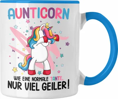 Produktbild von Trendation - Beste Tante Geschenk Lustig Spruch Aunticorn Wie Eine Normale Tante Einhorn Geburtstag (Blau)
