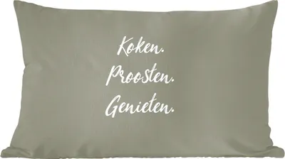 Produktbild von MuchoWow® Zierkissen Sofakissen Wohnzimmer Dekokissen 50x30 cm Zitate - Sprichwörter - Kochen - Prost - Genießen - Trinken - Essen - Wohnzimmerdekoration - Polster mit Photo