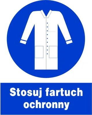 Zdjęcie produktu dla ZNO-32 ZNAK BHP nakazu- STOSUJ FARTUCH OCHRONNY